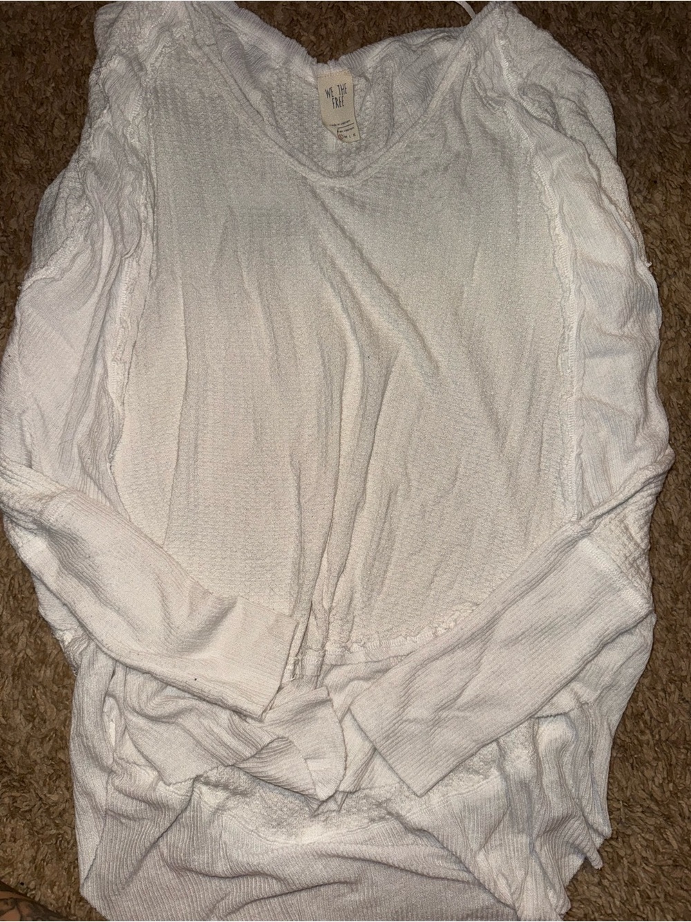 We The Free White Long Sleeve Knit Tee